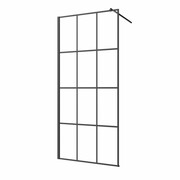 Invena Kabina walk-in szkło - geometryczna kratka profil czarny 100 x 200 AK-32-107-S INVENA