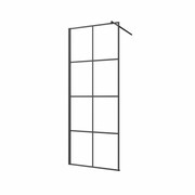 Invena Kabina walk-in szkło - geometryczna kratka profil czarny 80 x 200 AK-32-187-S INVENA