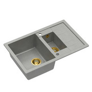 Quadron Zlewozmywak granitowy Morgan 156 780 x 500 x 210/160 mm Szary ze złotym odpływem HB8224U5-G1 quadron