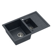 Quadron Zlewozmywak granitowy Morgan 156 780 x 500 x 210/160 mm Czarny ze stalowym odpływem HB8224U8-BS quadron