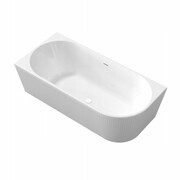 Invena Wolnostojąca wanna przyścienna, ryflowana Glamour, 170 cm, lewostronna, w komplecie z syfonem i korkiem/odpływem w kolorze białym AN-02-12L-M INVENA