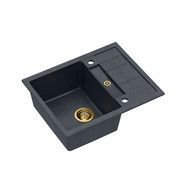 Quadron Zlewozmywak granitowy Morgan 116 620 x 500 x 210 mm Czarny ze złotym odpływem HB8210U8-G1 quadron