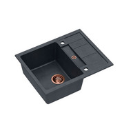 Quadron Zlewozmywak granitowy Morgan 116 620 x 500 x 210 mm Czarny z miedzianym odpływem HB8210U8-C1 quadron