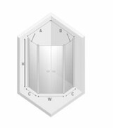 NEW TRENDY Kabina prysznicowa NEW SOLEO pięciokątna drzwi uchylne podwójne 90x90x195 K-0610 NEW TRENDY