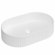 Invena Umywalka nablatowa ryflowana, owalna Glamour, biały połysk CE-63-W01-L INVENA