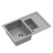 Quadron Zlewozmywak granitowy Morgan 156 780 x 500 x 210/160 mm Szary ze stalowym odpływem HB8224U5-BS quadron