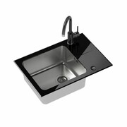 Quadron Zlewozmywak szklany Hugh 116 + Bateria Naomi ST3564SC1BS-BW7059CZP quadron