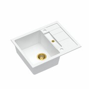 Quadron Zlewozmywak granitowy Morgan 116 620 x 500 x 210 mm Biały ze złotym odpływem HB8210U1-G1 quadron