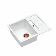 Quadron Zlewozmywak granitowy Morgan 116 620 x 500 x 210 mm Biały z miedzianym odpływem HB8210U1-C1 quadron