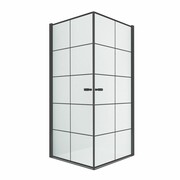 New Trendy Kabina prysznicowa NEW SOLEO BLACK drzwi uchylne podwójne 90x90x195 D-0285A/D-0285A NEW TRENDY