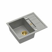 Quadron Zlewozmywak granitowy Morgan 116 620 x 500 x 210 mm Szary ze złotym odpływem HB8210U5-G1 quadron