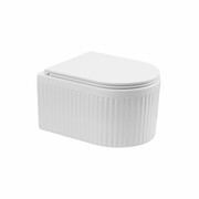 Invena Podwieszana, ryflowana miska WC Glamour z systemem cichego spłukiwania (QFS) i deską wolnoopadjącą CE-92-001-L INVENA