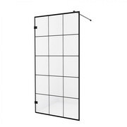 NEW TRENDY Kabina prysznicowa AVEXA BLACK walk-in szkło 6mm wzór kratka 90x200 EXK-2022 NEW TRENDY