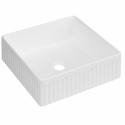 Invena Umywalka nablatowa ryflowana, kwadratowa Glamour, biały połysk CE-63-K01-L INVENA