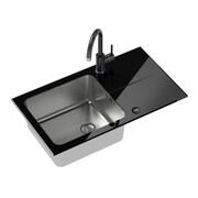 Quadron Zlewozmywak szklany Hugh 111 + Bateria Naomi ST3577SC1BS- BW7059CZPST3577SC1BS- BW7059CZP quadron