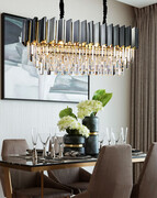 Luksusowa czarna lampa kryształowa 100cm - K502 Czarna lampa kryształowa nad stół 100 cm – model K502 | Zyrandole24.pl