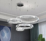 Lampa kryształowa chrom LED 100x80x60x40 cm 177W L180 Srebrna chrom kryształowa lampa wisząca led