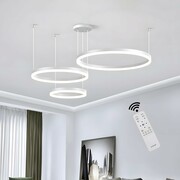 Duża lampa wisząca ring biała 80cm 114Watt L140 Lampa sufitowa z pierścieniami biała