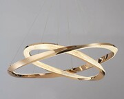 Lampa sufitowa złota połysk LED 80x60cm 98Watt L163 Lampa sufitowa ring LED 80x60 cm – złota, 98W, pilot (2 pierścienie)