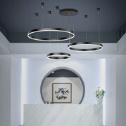 Duża lampa sufitowa ring czarna 80cm 127Watt L136 Nowoczesna lampa wisząca czarna ring 80x60x40