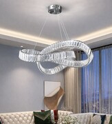 Lampa kryształowa chrom wisząca do jadalni 80 cm 100W L183 lampa glamour chrom nad stół