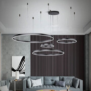 Duża lampa wisząca ring czarna 120cm 254Watt L141 Duża lampa ring LED czarna 120 cm z pilotem – nowoczesna lampa do salonu L141