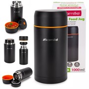 Termos czarny obiadowy lunchbox lunch box na zupę obiad 1L KAMILLE KM-2093A