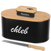 Chlebak metalowy czarny z deską do krojenia + maselniczka BRUNBESTE BB-2762