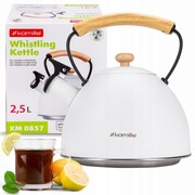 Czajnik imbryk tradycyjny z gwizdkiem 2.5L biały matowy KAMILLE KM-857