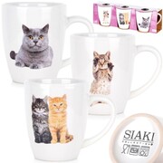 Kubki ceramiczne do kawy herbaty koty 220 ml zestaw kubków 3 sztuki EXCELLENT HOUSEWARE 139701
