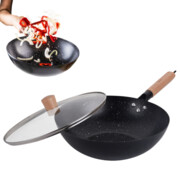 Patelnia Wok 30 cm, pokrywa, stal węglowa, powłoka nieprzywierająca, KINGHOFF KH-1984