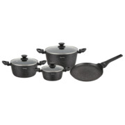 Zestaw garnków i patelni 7 ele. Garnki, aluminium odlewane, powłoka non-stick, czarny, KLAUSBERG KB-7962