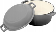 Garnek 2w1 żeliwny emaliowany 26cm 4.8L+1.2L Szary KRISBERG KS-7724