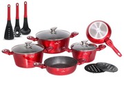 Zestaw garnków z powłoką granitową 15 ele. ZILNER Cherry Red ZL-8516