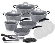 Zestaw garnków z powłoką granitową 18 ele. BERLINGER HAUS Gray Stone Touch BH-6196