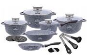 Zestaw garnków marmurowych 17 ele. ZILNER Grey ZL-7060