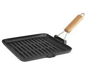 Patelnia grillowa żeliwna 24cm indukcja ciężka składany uchwyt KRISBERG KS-2563