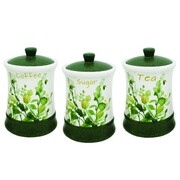 Zestaw 3 pojemników ceramicznych na kawę, herbatę i cukier MAESTRO SUMMER MEADOW MR-20032-03cs