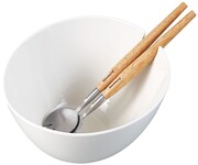 Porcelanowa misa biała 23cm do sałatek z łyżkami KLAUSBERG KB-7787