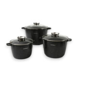 Garnki duże gastronomiczne wysokie zestaw garnków 7L / 10L / 14L, 24 / 28 / 32cm MASTERPAN MP-2143