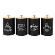 Pojemniki kuchenne na sól cukier herbatę kawę przyprawy zestaw czarne BRUNBESTE BB-2742