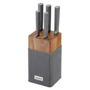 Zestaw noży 6 el. z blokiem akacjowym, stal nierdzewna, KLAUSBERG KB-7982