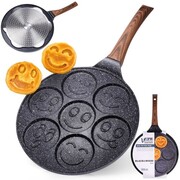 Patelnia granitowa do jajek sadzonych placków pancakes 7 otworów BLACK&WOOD 26 cm VILDE 199008