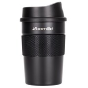 Czarny mały kubek termiczny na kawę 360ml KAMILLE KM-2049