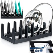 Stojak organizer na pokrywki talerze uniwersalny czarny 28x15x9cm VILDE 229084