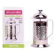 Zaparzacz szklany do herbaty kawy 1L tłokowy french press KAMILLE KM-0773XL