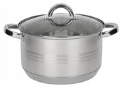 Garnek stalowy 24cm 5 l miarka podziałka na indukcję gaz z pokrywką ROSSNER MM7048-24