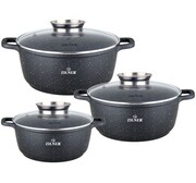 Zestaw 3 garnków marmurowych 20 / 24 / 28 cm ZILNER Black ZL-7020