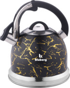 Czajnik na gaz indukcję stalowy z gwizdkiem czarny marmurek 3L BLUBERG BBG-2805