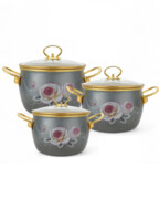 Garnki emaliowane zestaw garnków na gaz indukcję 6-ele 18/20/22CM MASTERPAN MP-2638